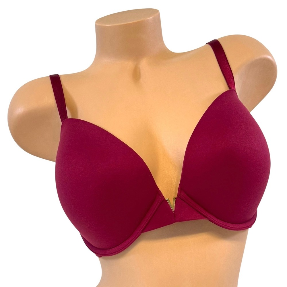 VICTORIA'S SECRET 34DDD Love Cloud Push-Up Plunge Smooth Bra Smooth Red Wine